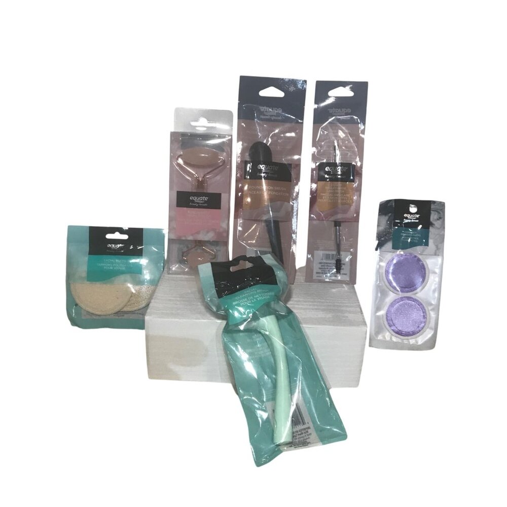 Equate Beauty Tools Foundation & Angled Brush Rose Quartz Roller Puffs Buffs